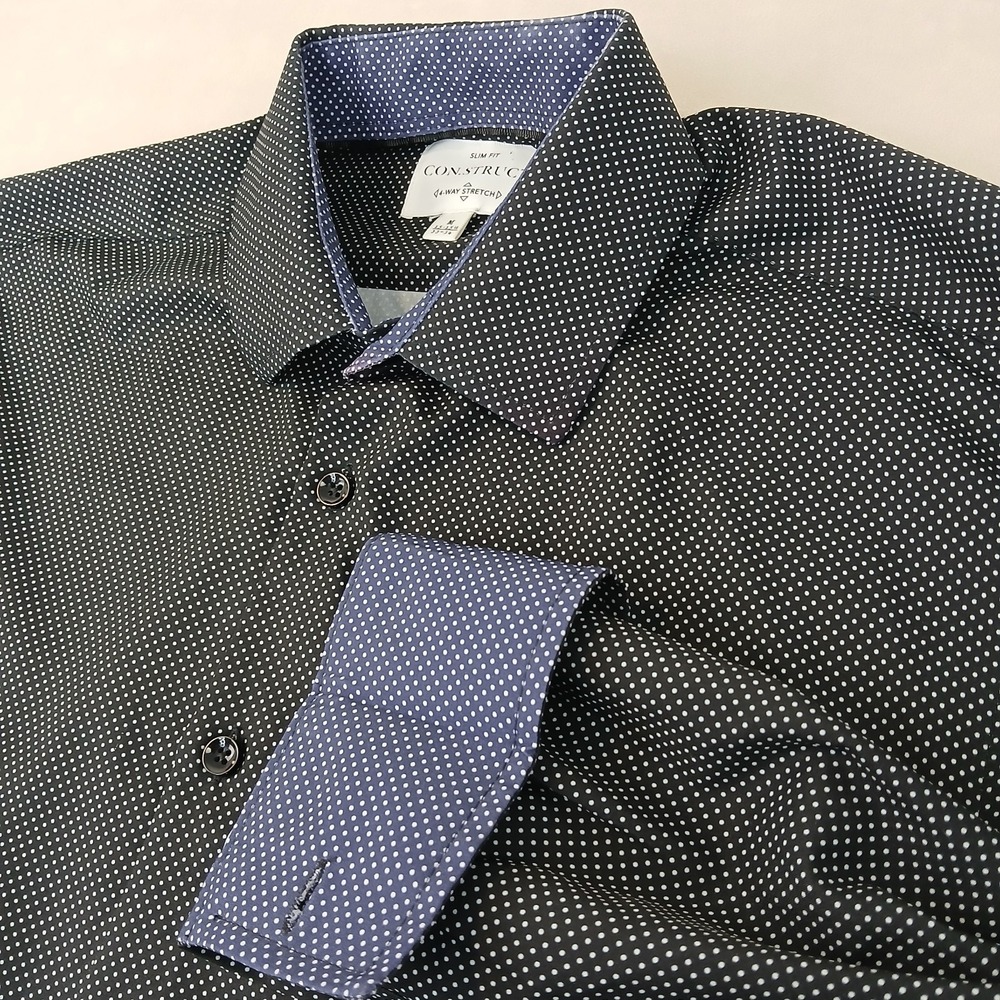 Con.Struct Medium Mens Shirt 4 Way Stretch Slim 20x28 Long‎ Sleeve Flip Cuff